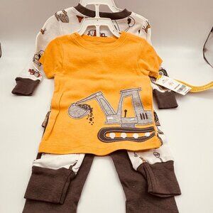 Carter’s Baby 4-Piece Construction Outfit Set Digger Tee & Pants Yellow 6M
